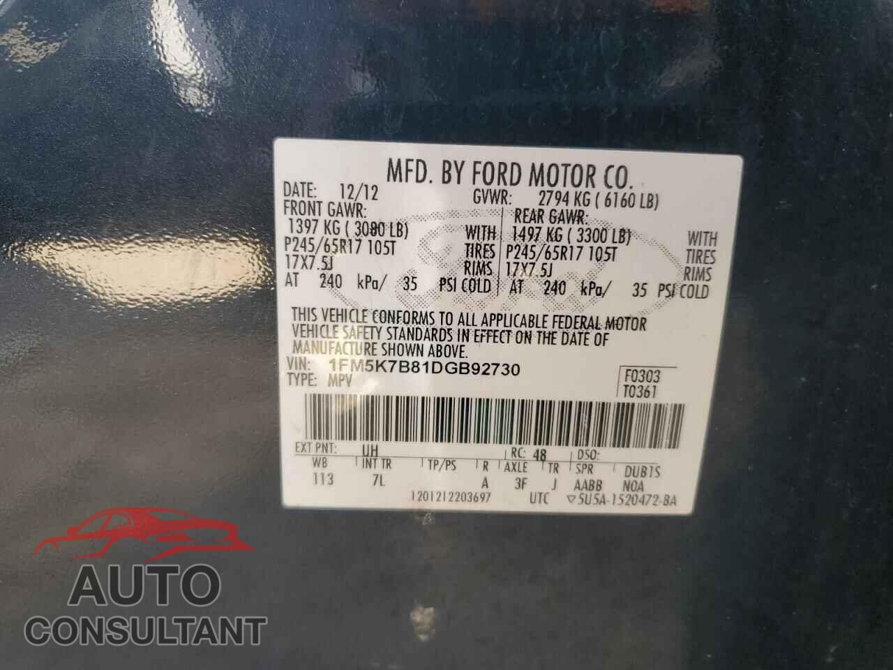 FORD EXPLORER 2013 - 1FM5K7B81DGB92730