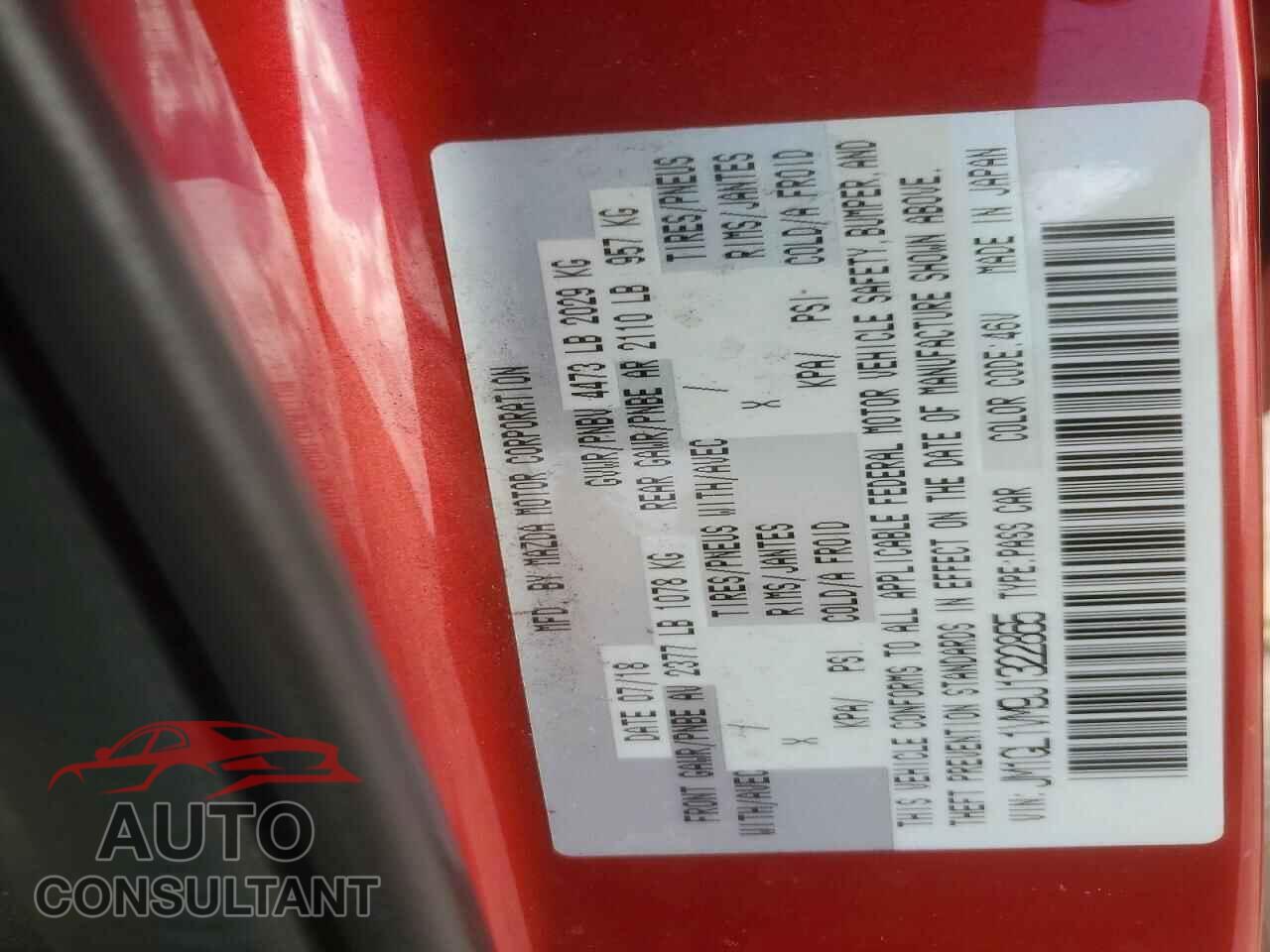 MAZDA 6 2018 - JM1GL1VM9J1322865