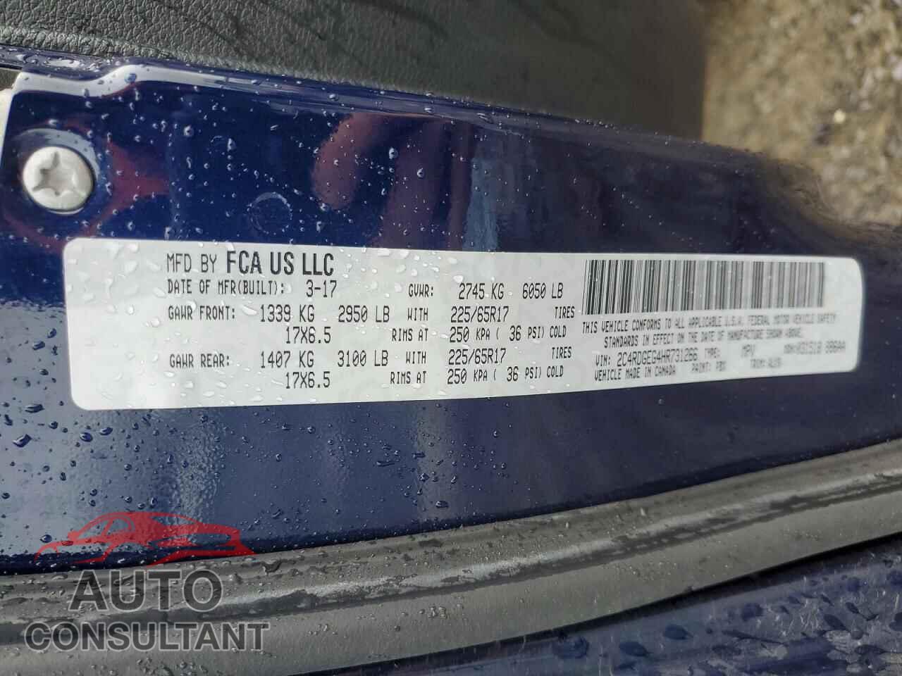 DODGE CARAVAN 2017 - 2C4RDGEG4HR731266