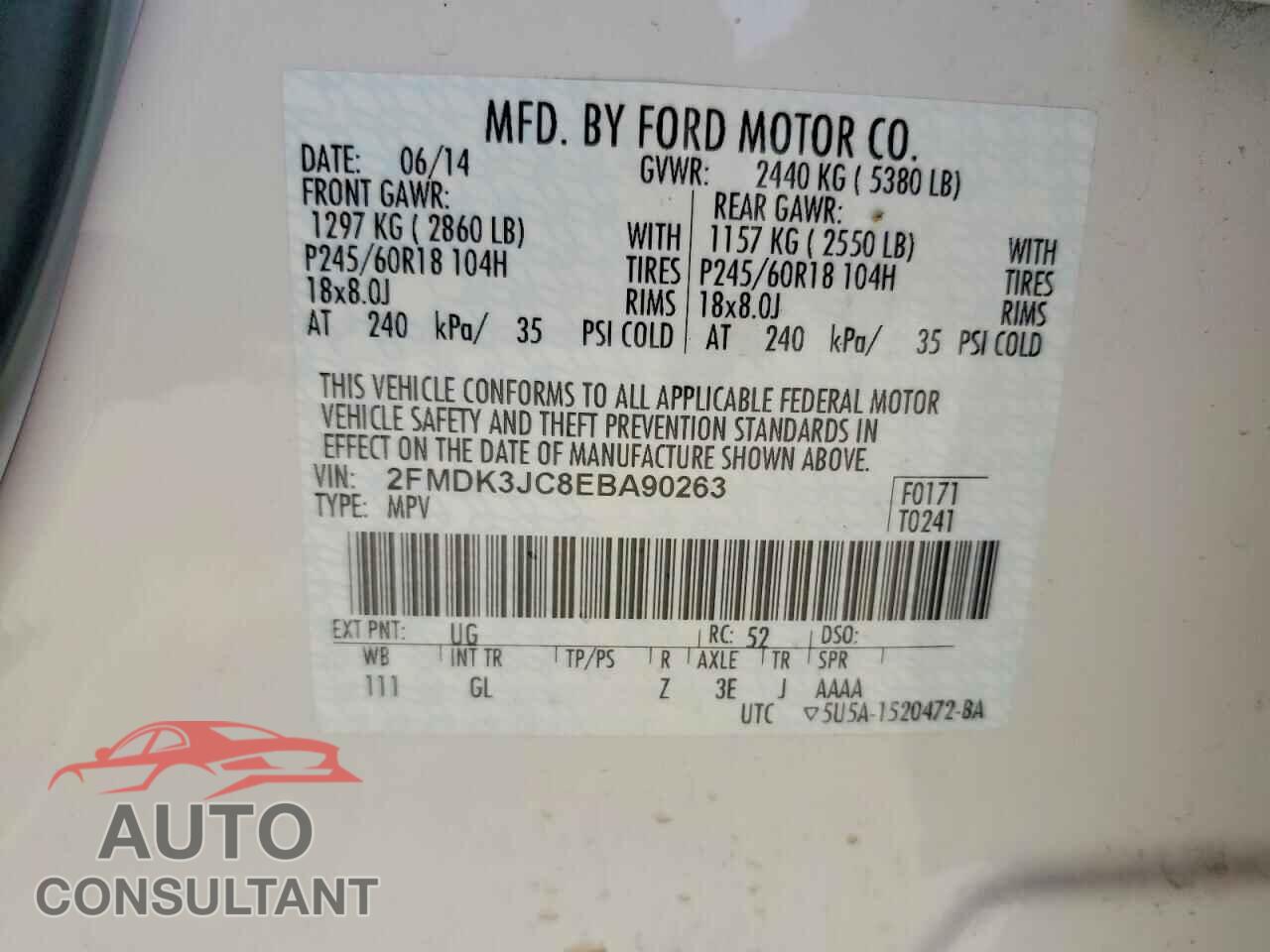 FORD EDGE 2014 - 2FMDK3JC8EBA90263