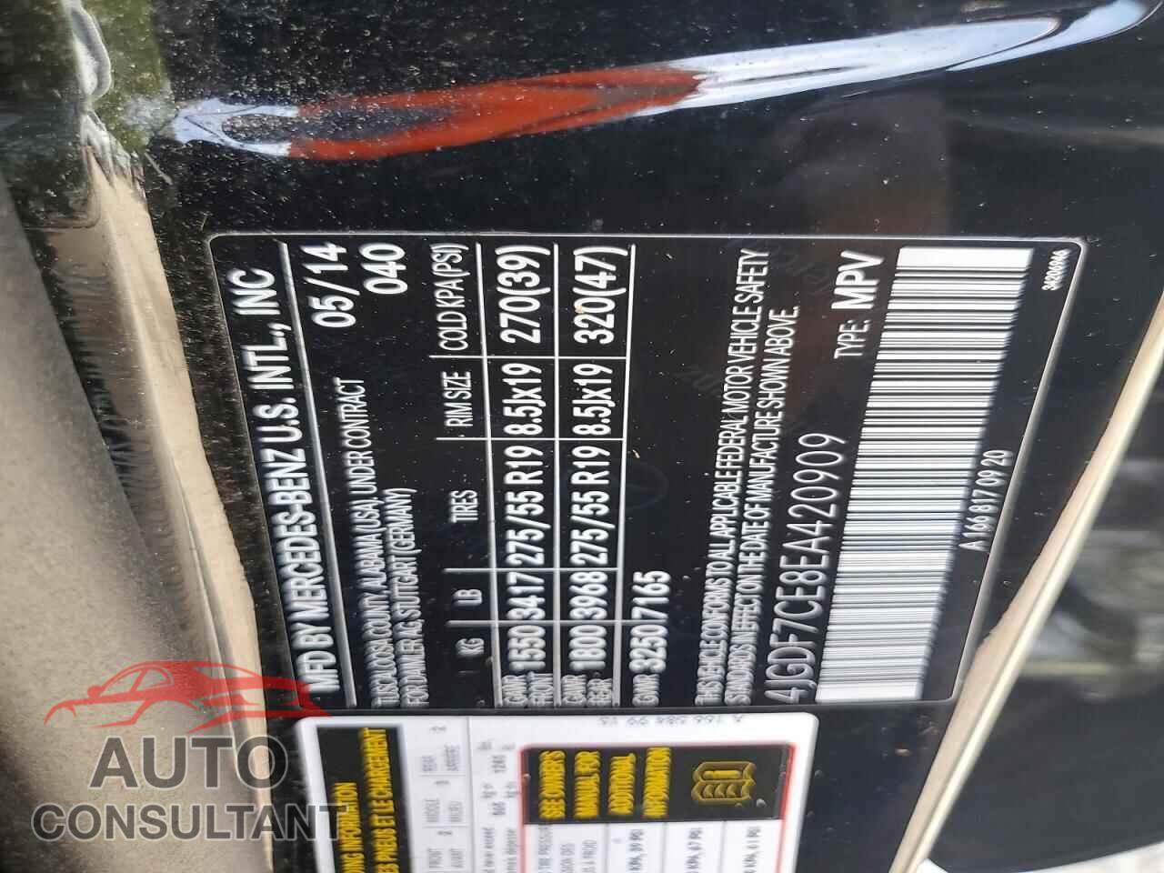 MERCEDES-BENZ GL-CLASS 2014 - 4JGDF7CE8EA420909