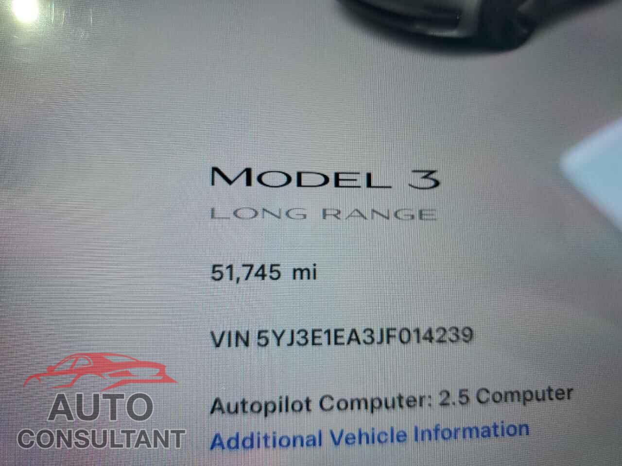 TESLA MODEL 3 2018 - 5YJ3E1EA3JF014239