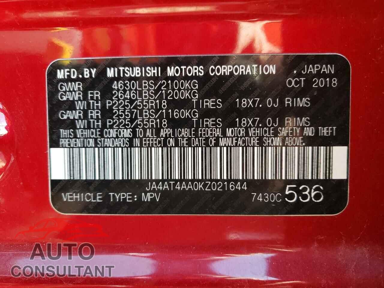 MITSUBISHI ECLIPSE 2019 - JA4AT4AA0KZ021644