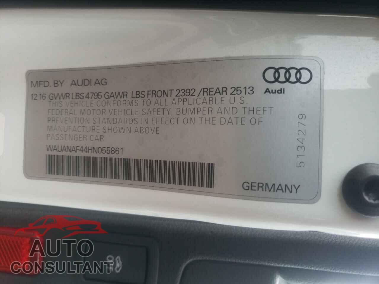 AUDI A4 2017 - WAUANAF44HN055861