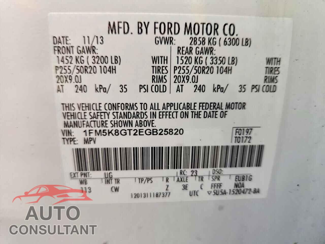 FORD EXPLORER 2014 - 1FM5K8GT2EGB25820