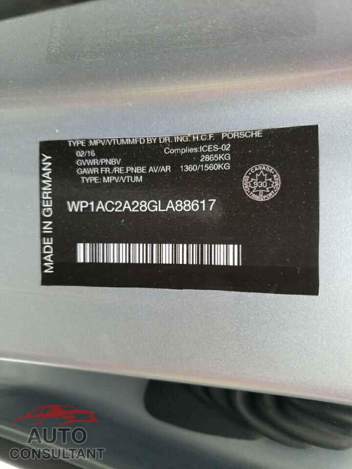 PORSCHE CAYENNE 2016 - WP1AC2A28GLA88617