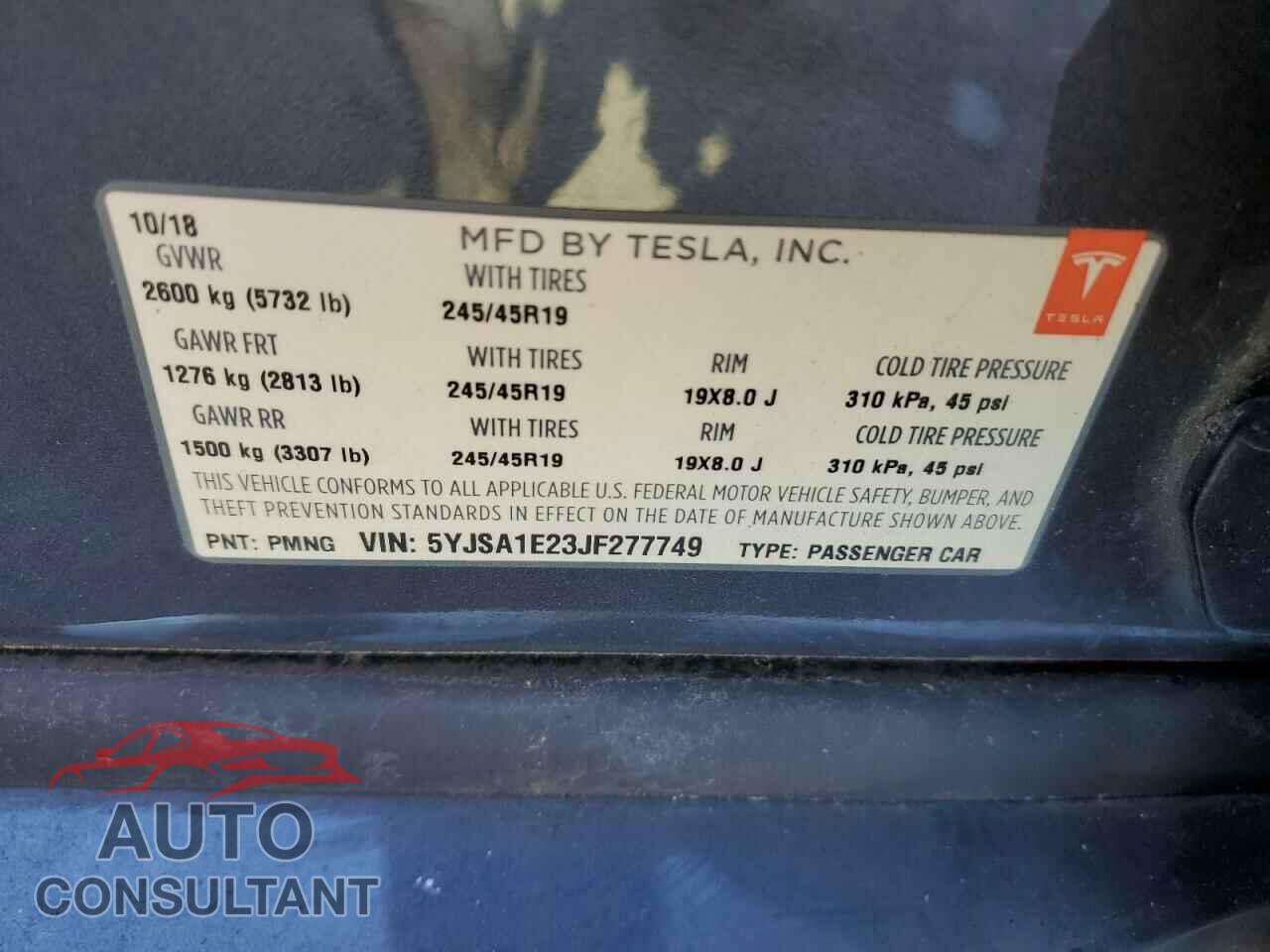 TESLA MODEL S 2018 - 5YJSA1E23JF277749