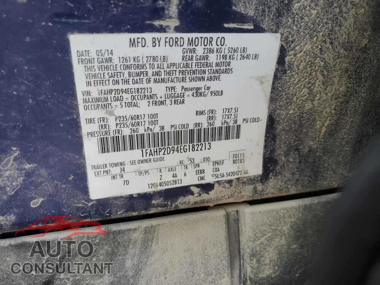 FORD TAURUS 2014 - 1FAHP2D94EG182213
