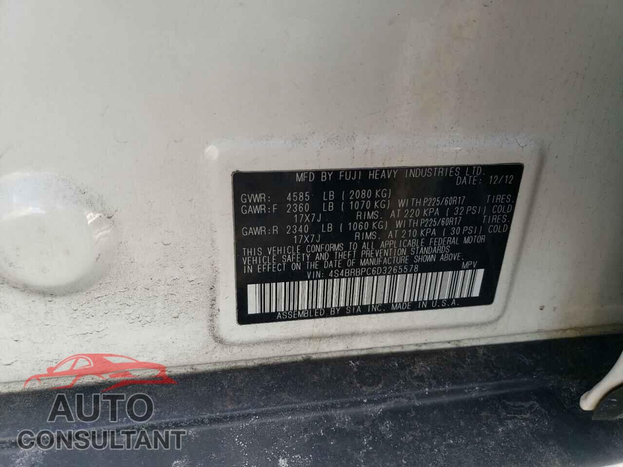 SUBARU OUTBACK 2013 - 4S4BRBPC6D3265578