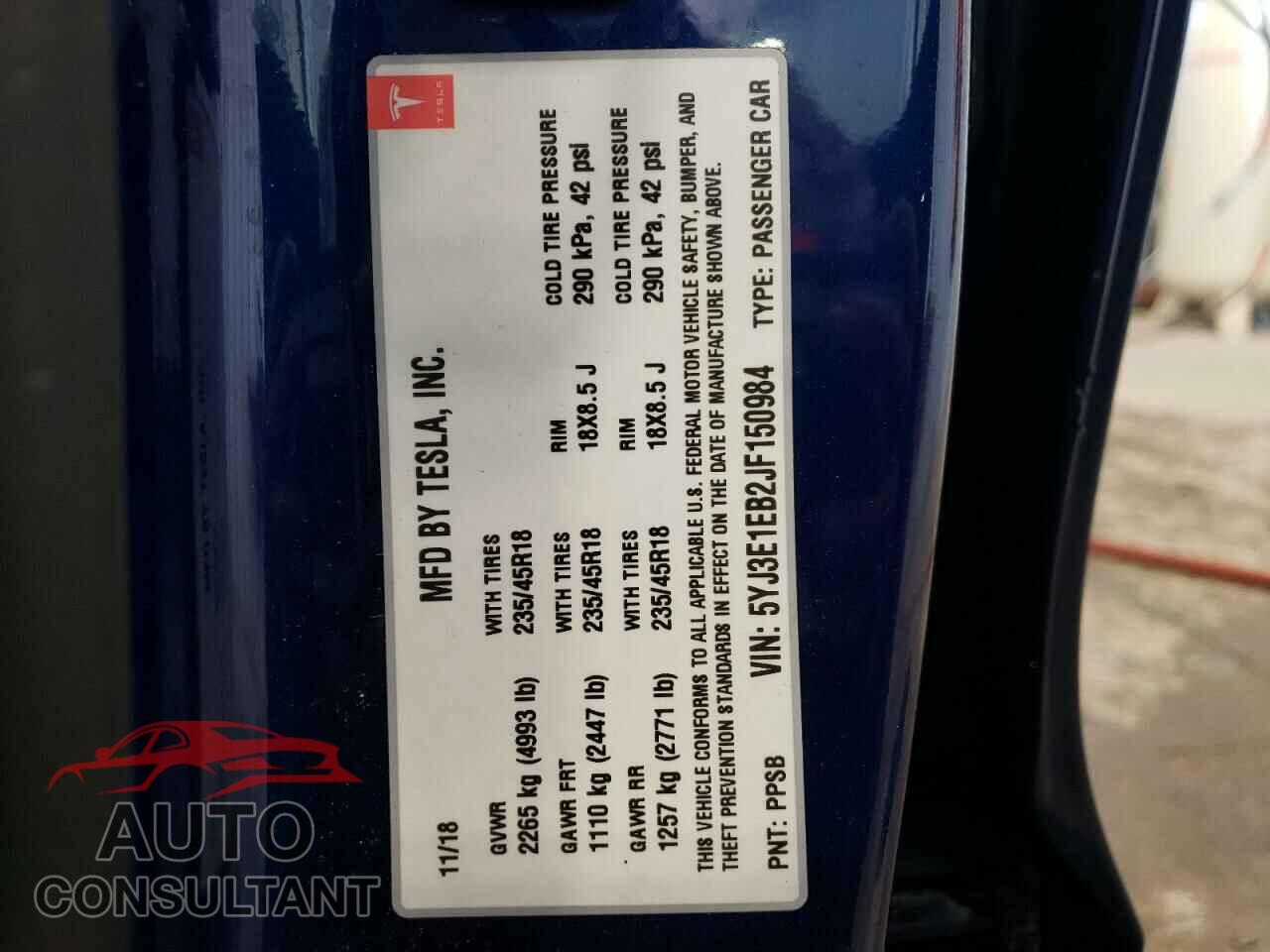 TESLA MODEL 3 2018 - 5YJ3E1EB2JF150984
