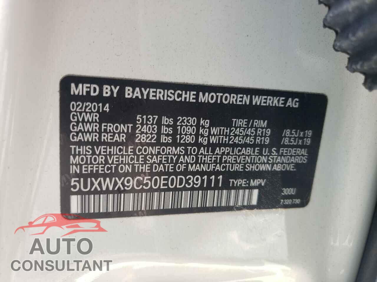 BMW X3 2014 - 5UXWX9C50E0D39111