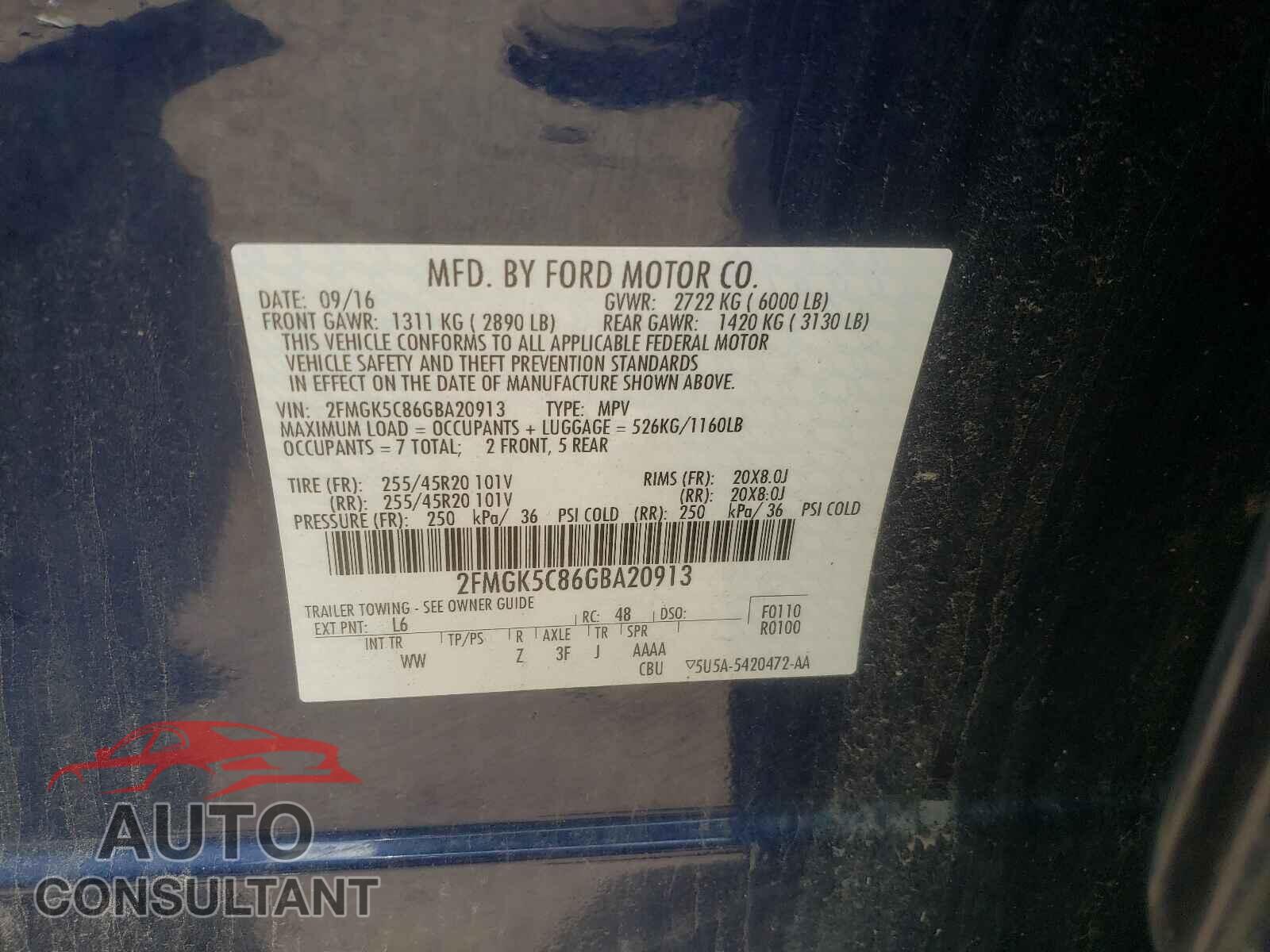 FORD FLEX 2016 - 2FMGK5C86GBA20913