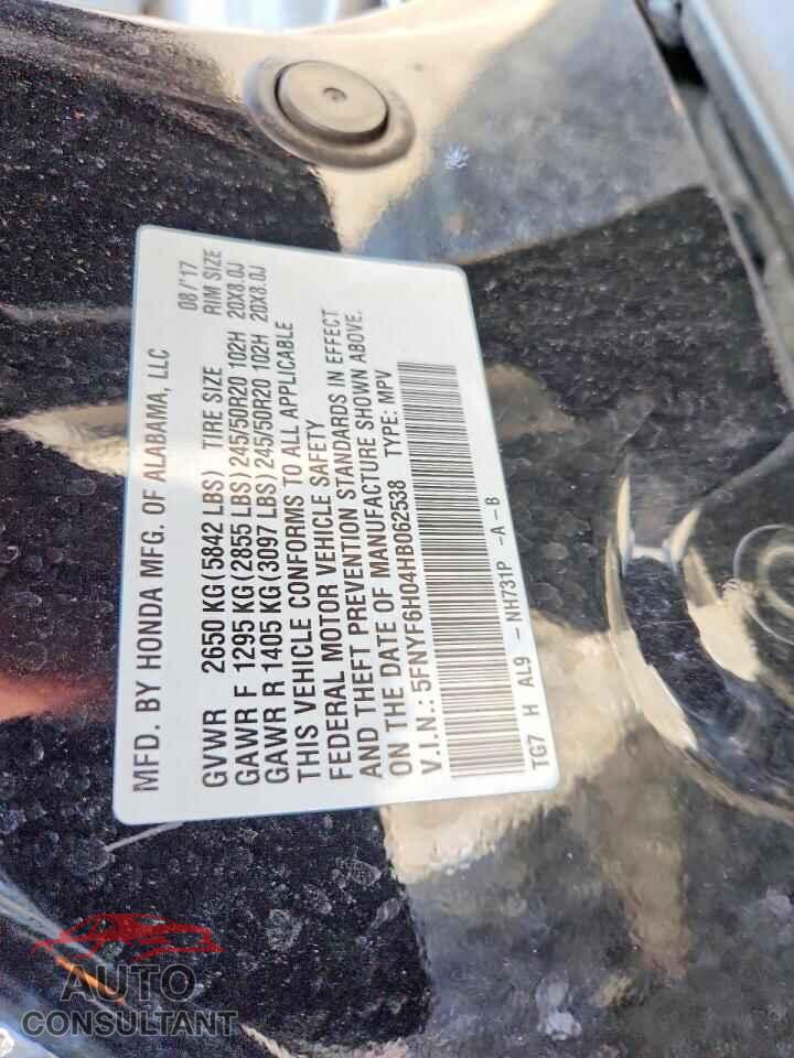 HONDA PILOT 2017 - 5FNYF6H04HB062538