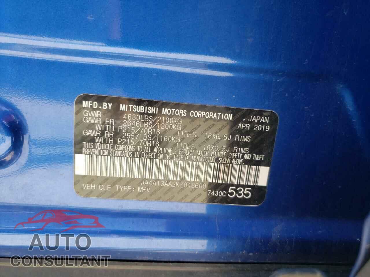 MITSUBISHI ECLIPSE 2019 - JA4AT3AA2KZ048600