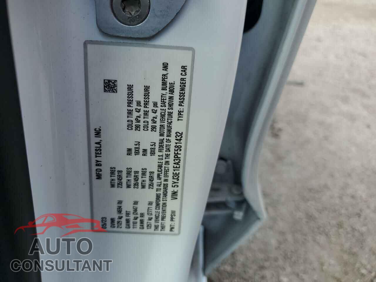 TESLA MODEL 3 2023 - 5YJ3E1EA3PF581432