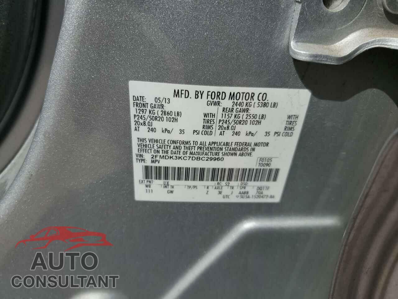 FORD EDGE 2013 - 2FMDK3KC7DBC29960