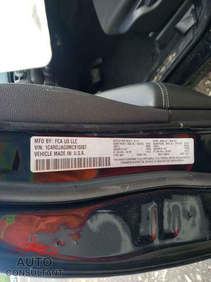 DODGE DURANGO 2021 - 1C4RDJAG0MC815087