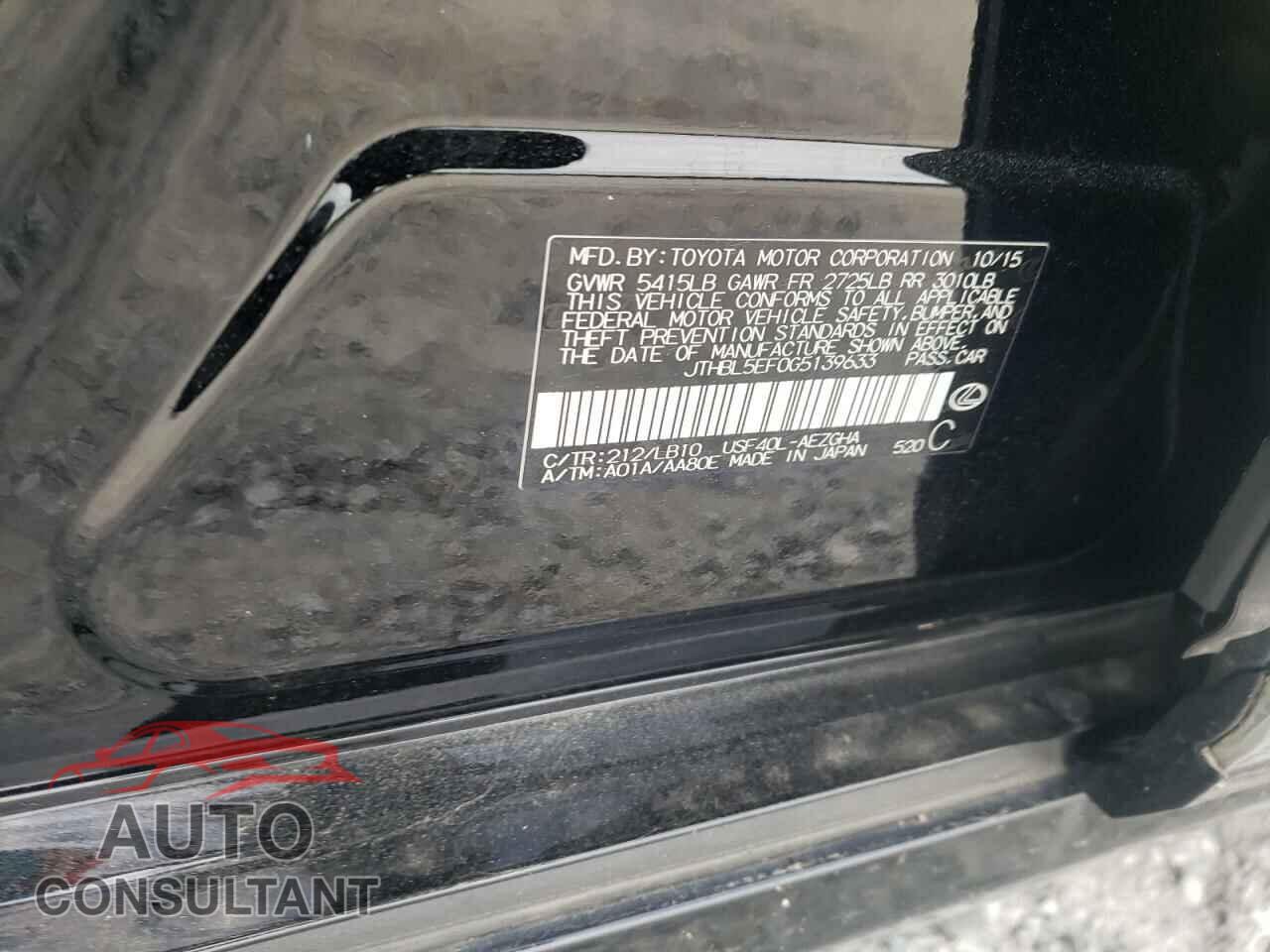 LEXUS LS460 2016 - JTHBL5EF0G5139633