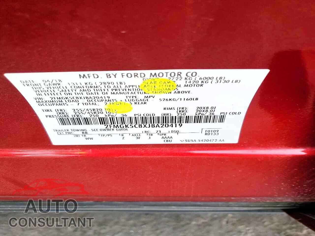 FORD FLEX 2018 - 2FMGK5C8XJBA20419