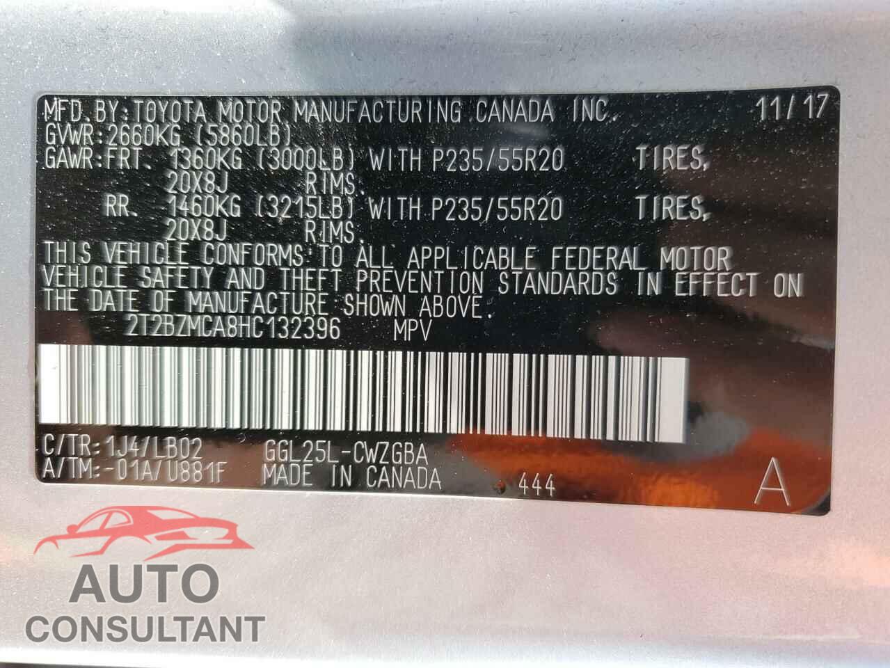 LEXUS RX350 2017 - 2T2BZMCA8HC132396