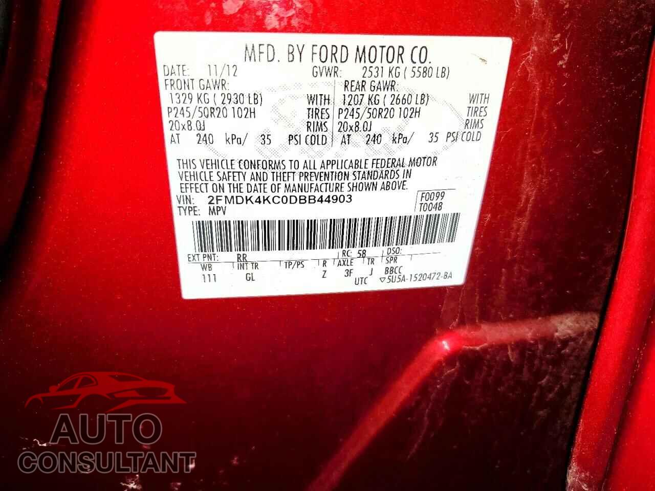 FORD EDGE 2013 - 2FMDK4KC0DBB44903