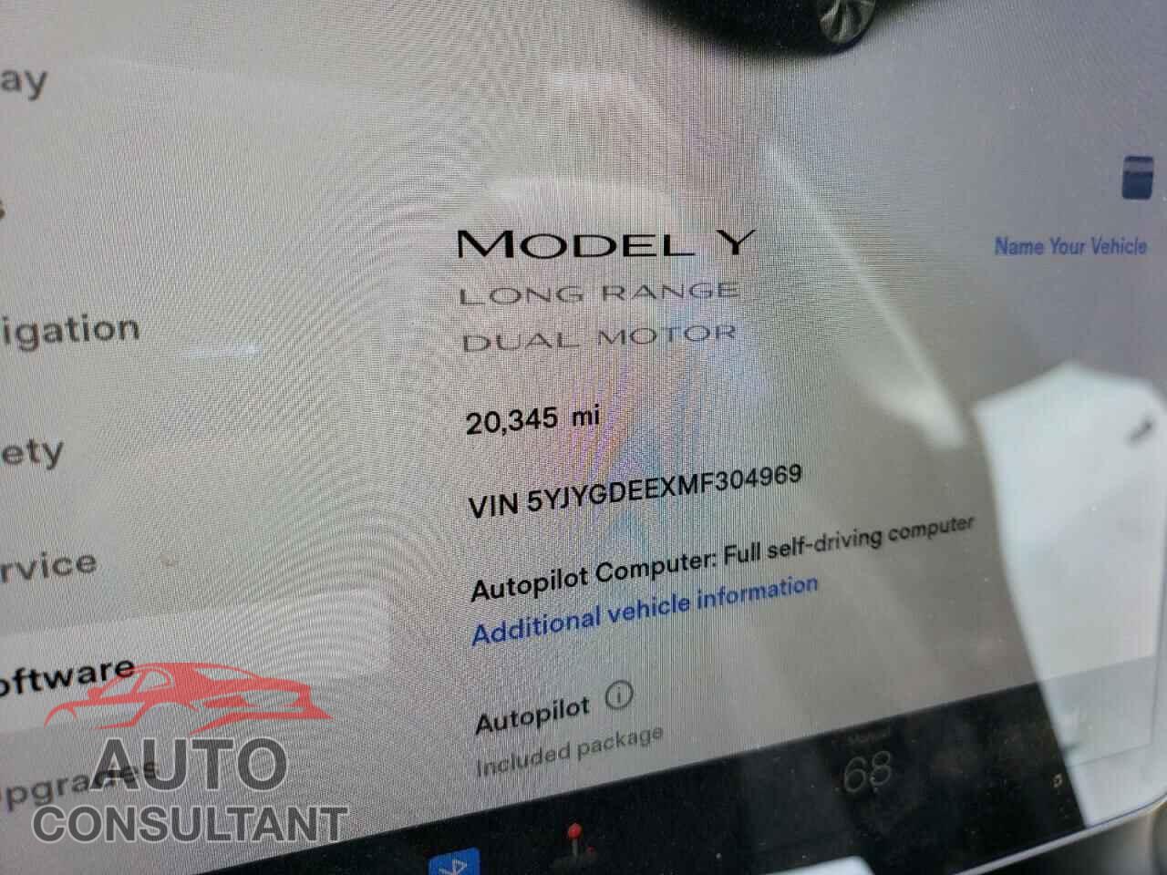 TESLA MODEL Y 2021 - 5YJYGDEEXMF304969