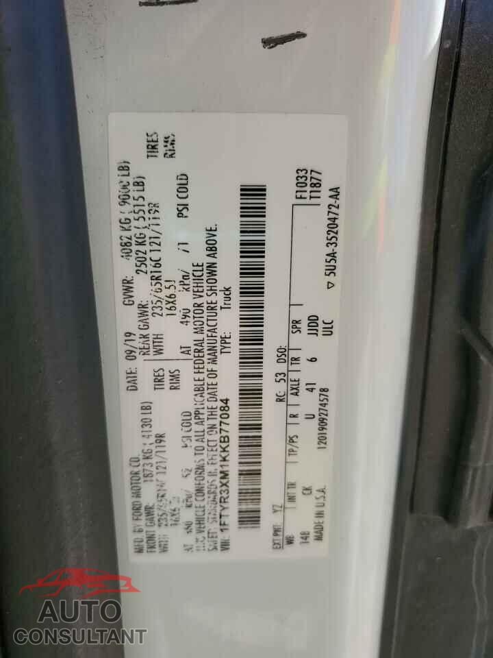 FORD TRANSIT 2019 - 1FTYR3XM1KKB77084