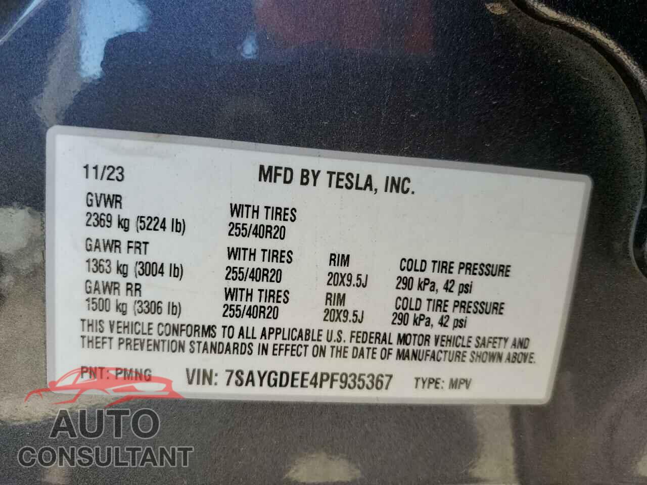 TESLA MODEL Y 2023 - 7SAYGDEE4PF935367