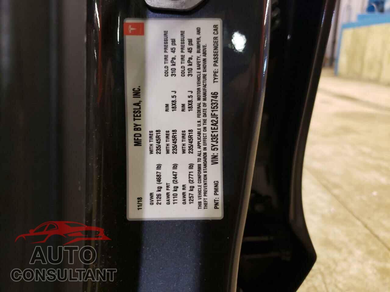 TESLA MODEL 3 2018 - 5YJ3E1EA2JF153746