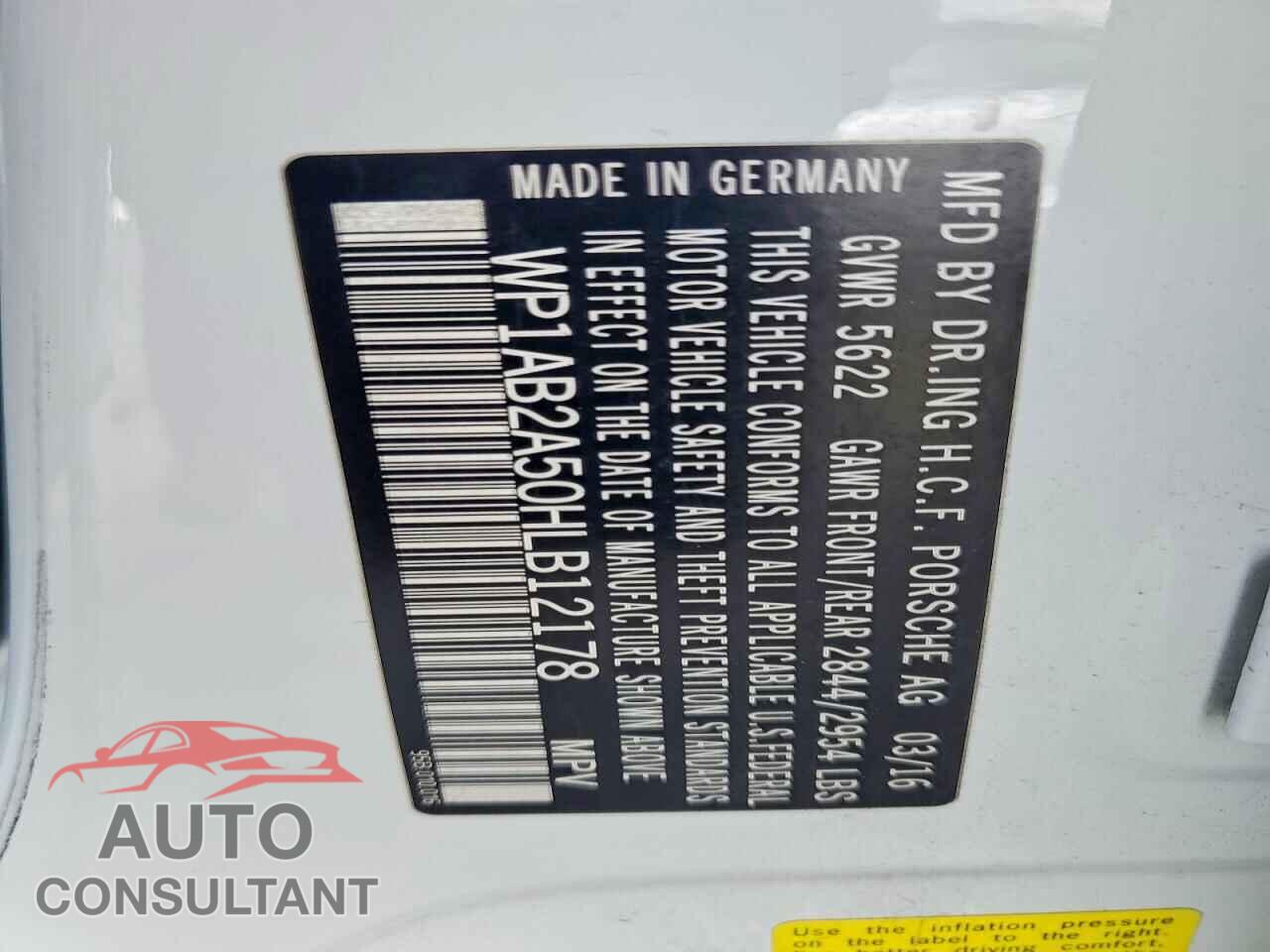 PORSCHE MACAN 2017 - WP1AB2A50HLB12178