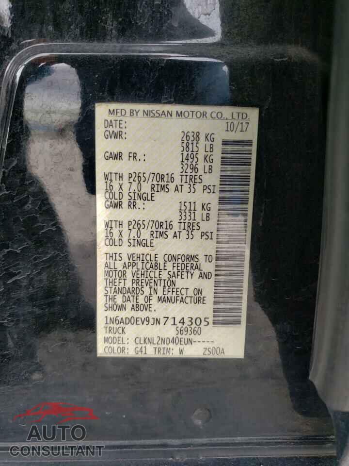 NISSAN FRONTIER 2018 - 1N6AD0EV9JN714305