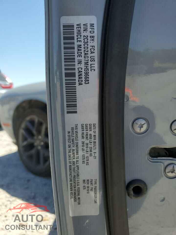 DODGE CHALLENGER 2021 - 2C3CDZAG7MH596683
