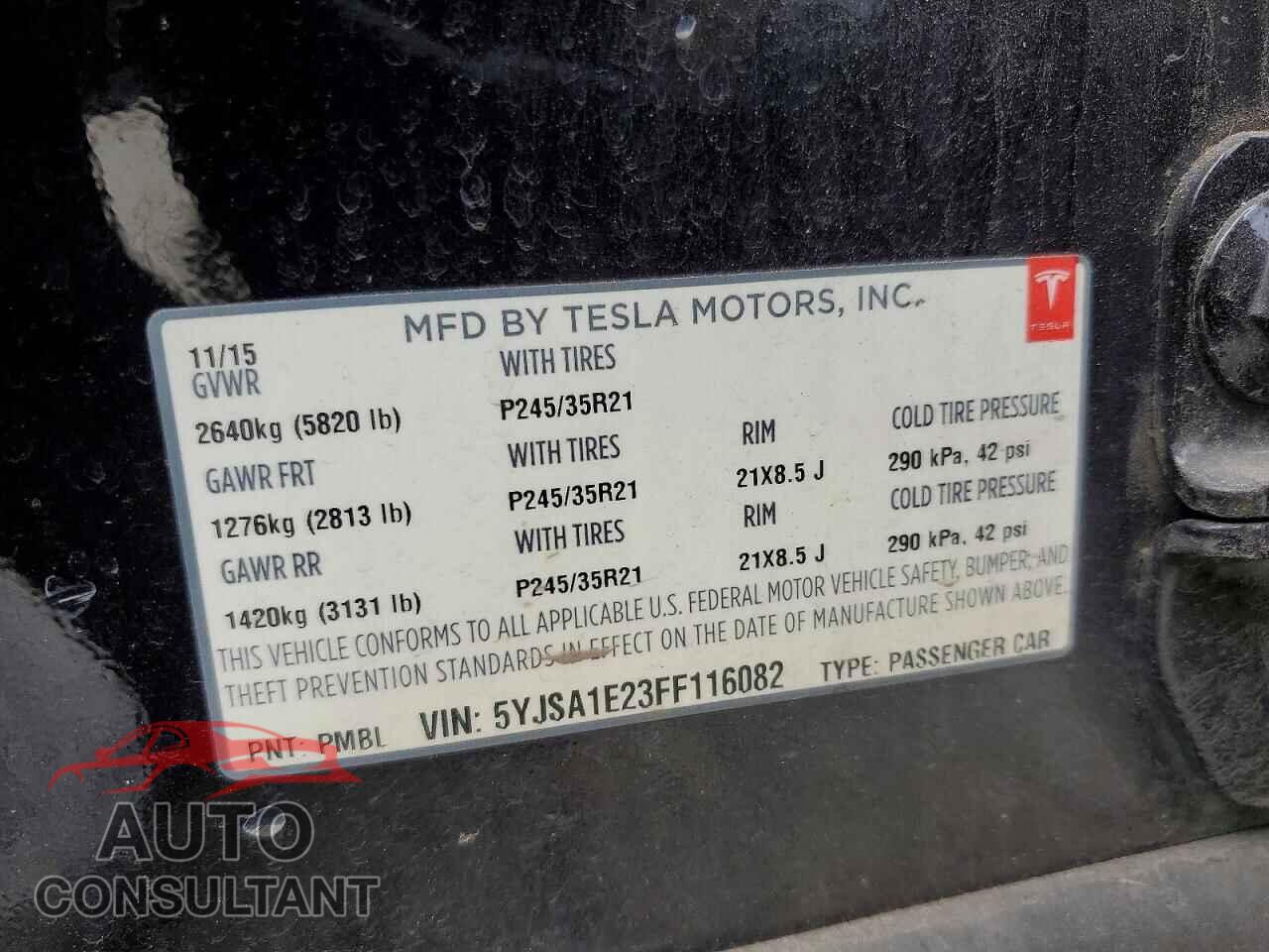 TESLA MODEL S 2015 - 5YJSA1E23FF116082