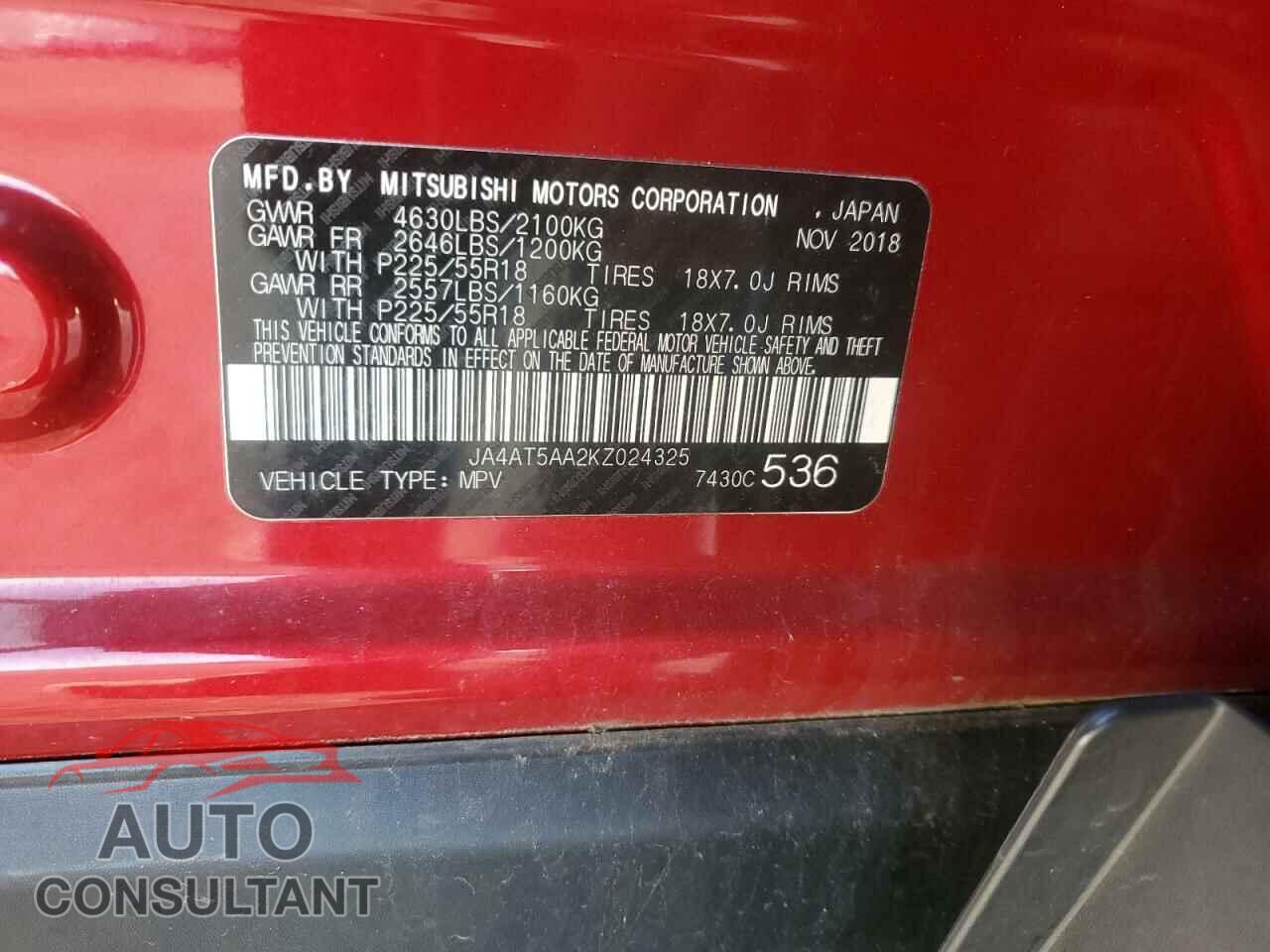 MITSUBISHI ECLIPSE 2019 - JA4AT5AA2KZ024325