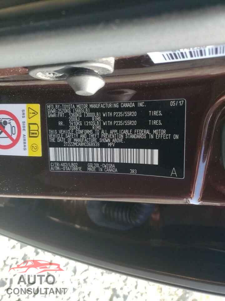 LEXUS RX350 2017 - 2T2ZZMCA8HC068939