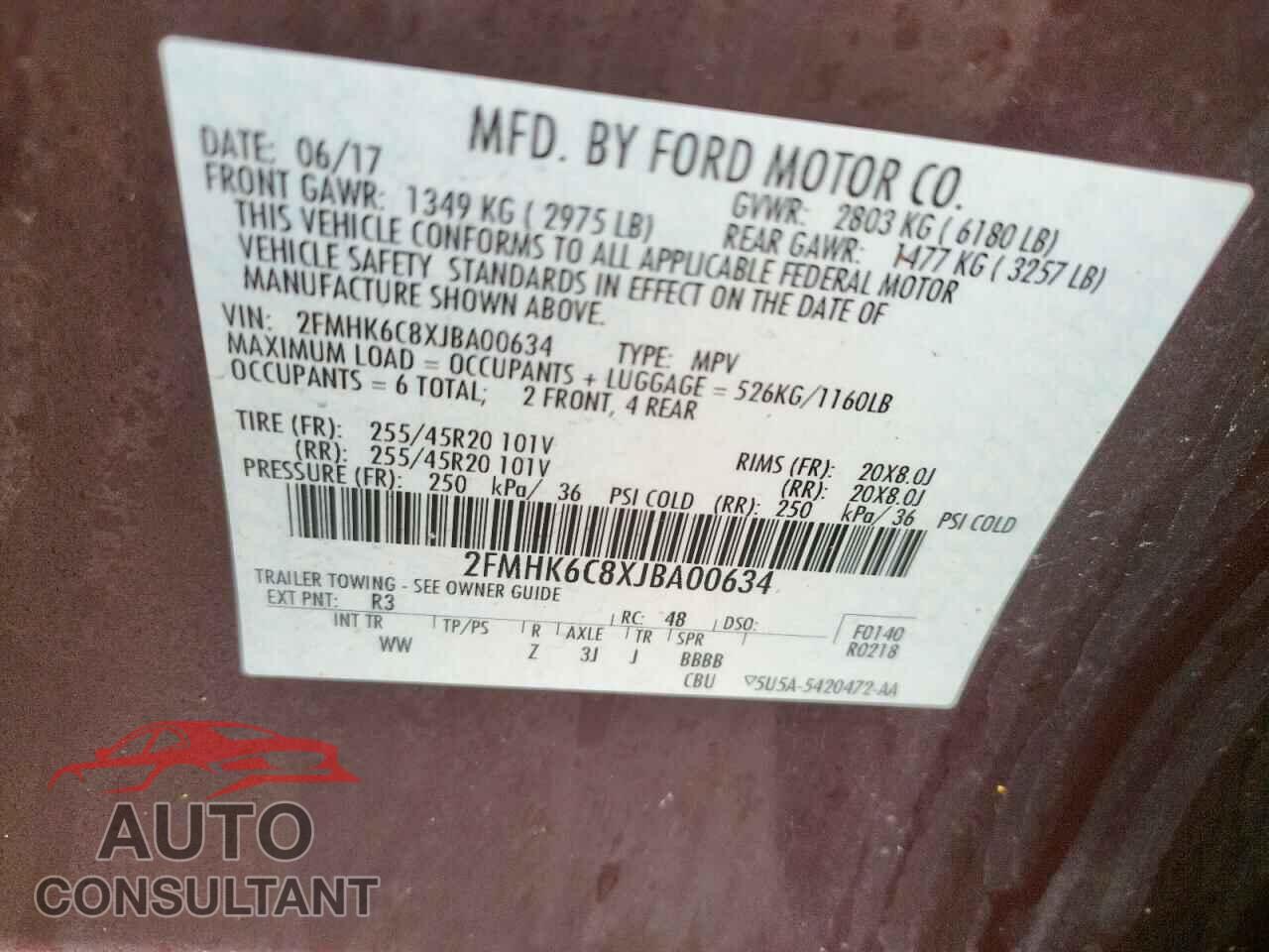 FORD FLEX 2018 - 2FMHK6C8XJBA00634