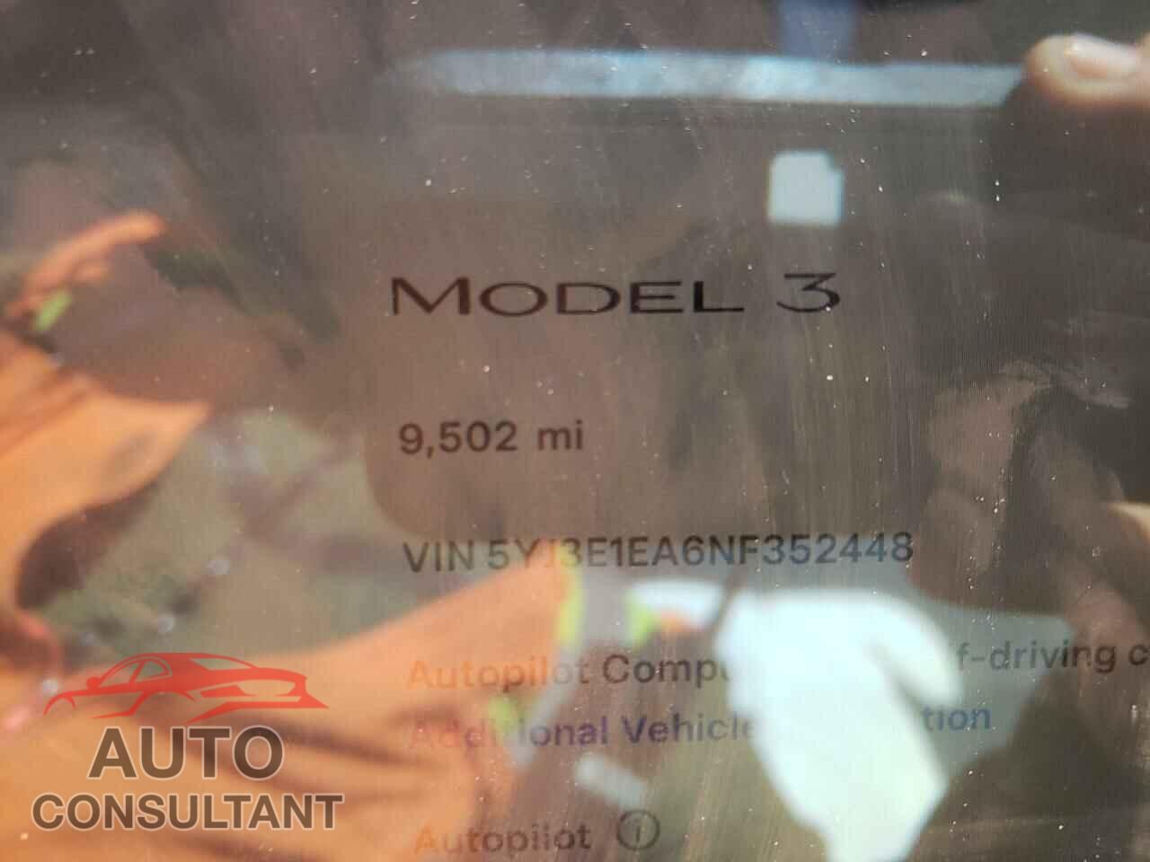 TESLA MODEL 3 2022 - 5YJ3E1EA6NF352448