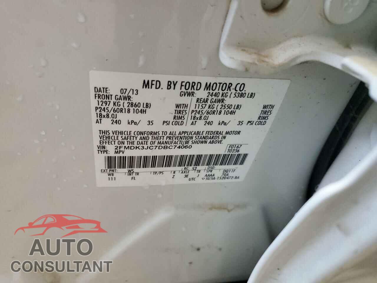 FORD EDGE 2013 - 2FMDK3JC7DBC74060