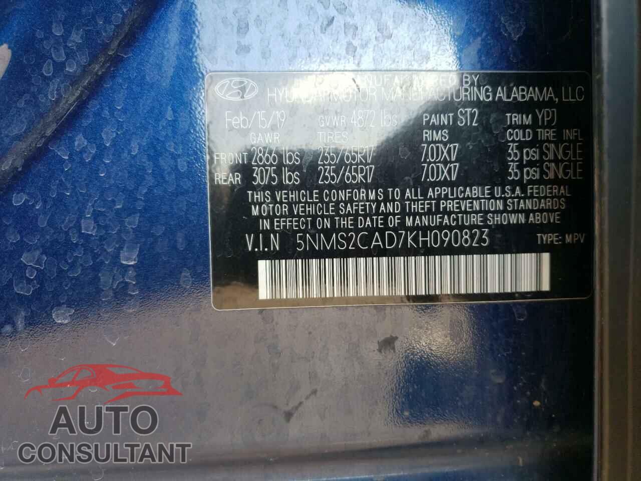HYUNDAI SANTA FE 2019 - 5NMS2CAD7KH090823
