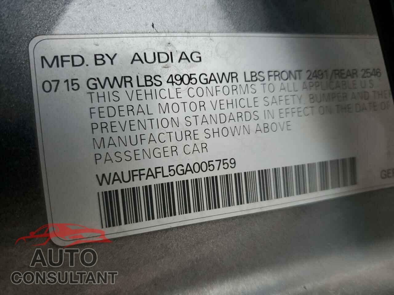 AUDI A4 2016 - WAUFFAFL5GA005759