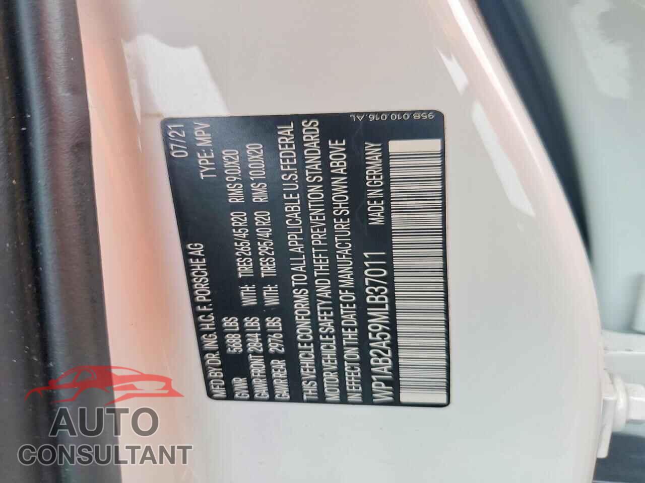 PORSCHE MACAN 2021 - WP1AB2A59MLB37011