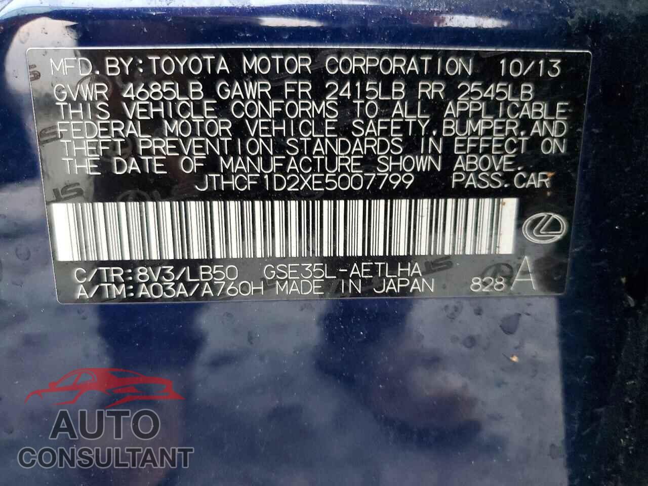 LEXUS IS 2014 - JTHCF1D2XE5007799
