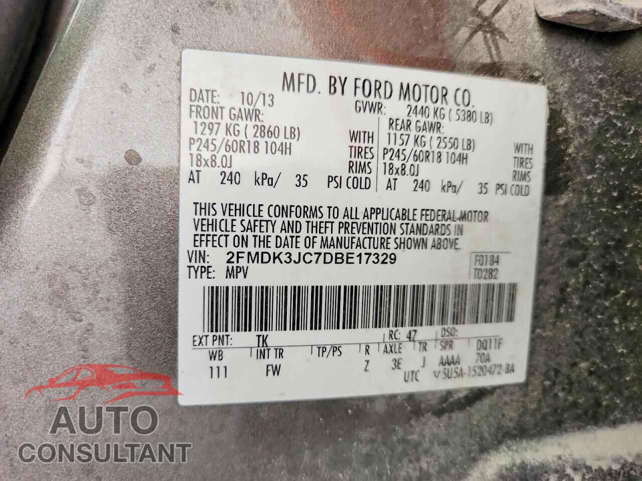 FORD EDGE 2013 - 2FMDK3JC7DBE17329