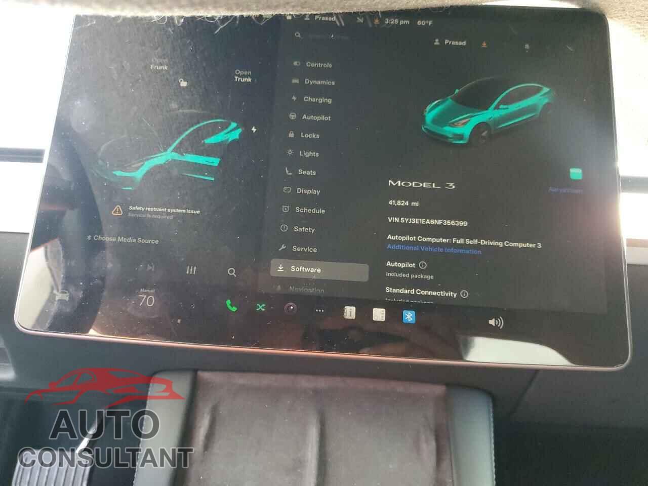 TESLA MODEL 3 2022 - 5YJ3E1EA6NF356399