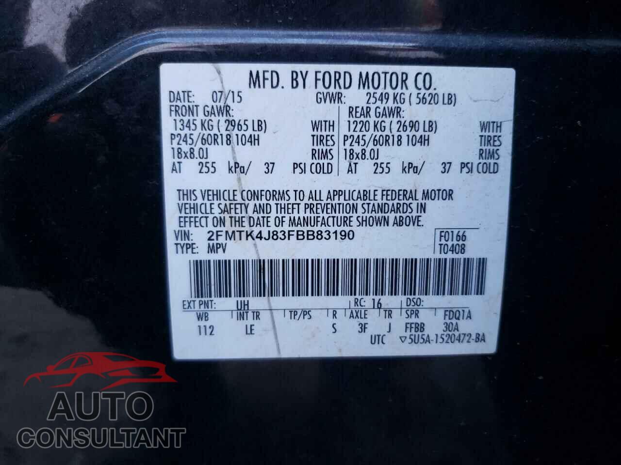 FORD EDGE 2015 - 2FMTK4J83FBB83190