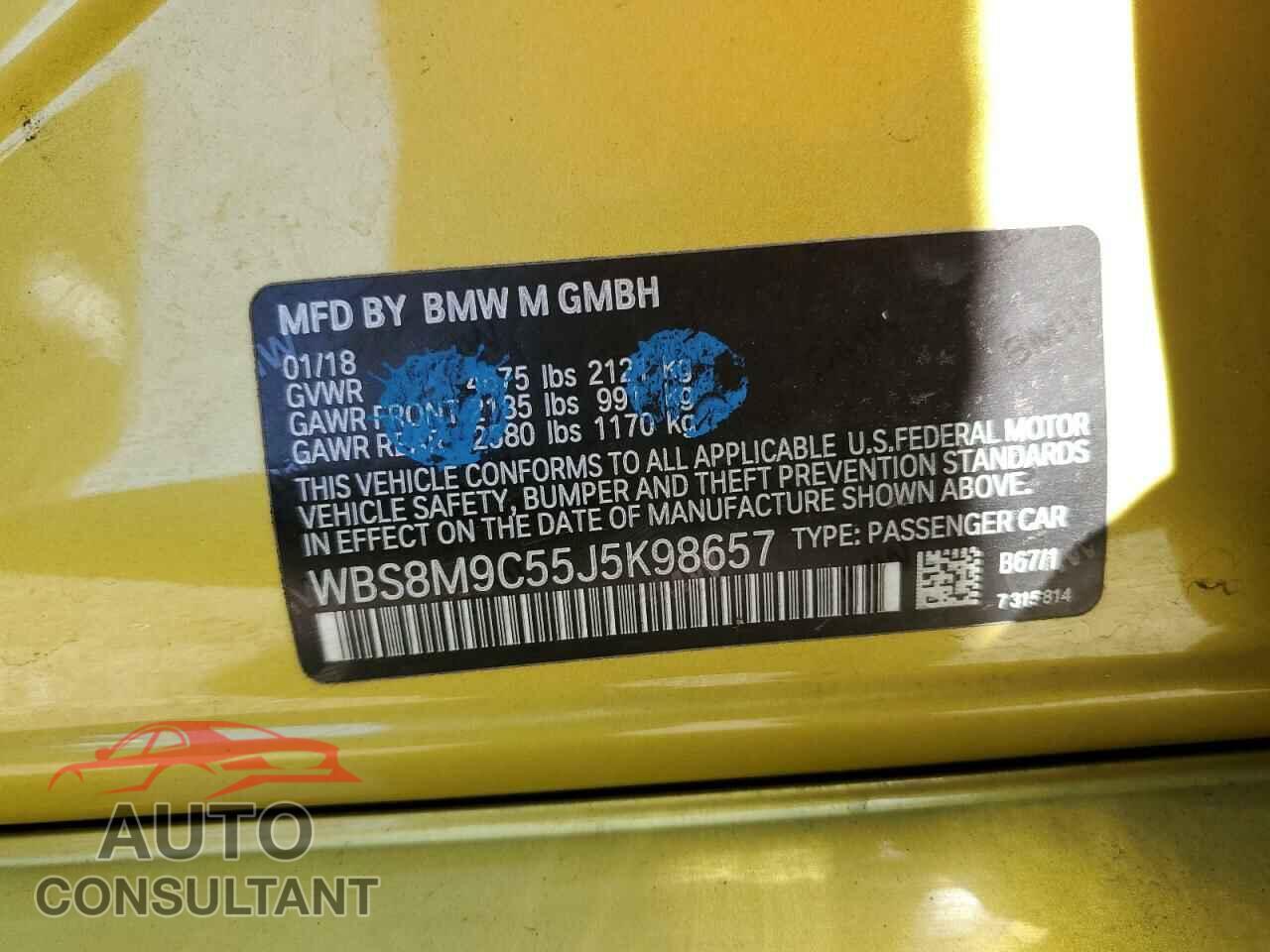 BMW M3 2018 - WBS8M9C55J5K98657