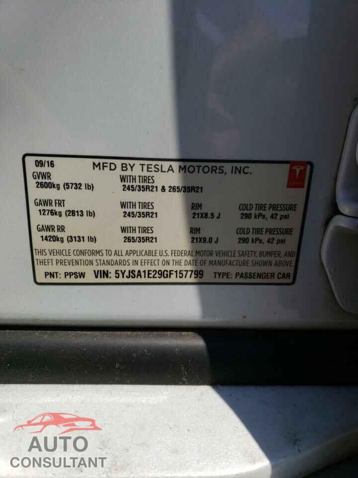 TESLA MODEL S 2016 - 5YJSA1E29GF157799