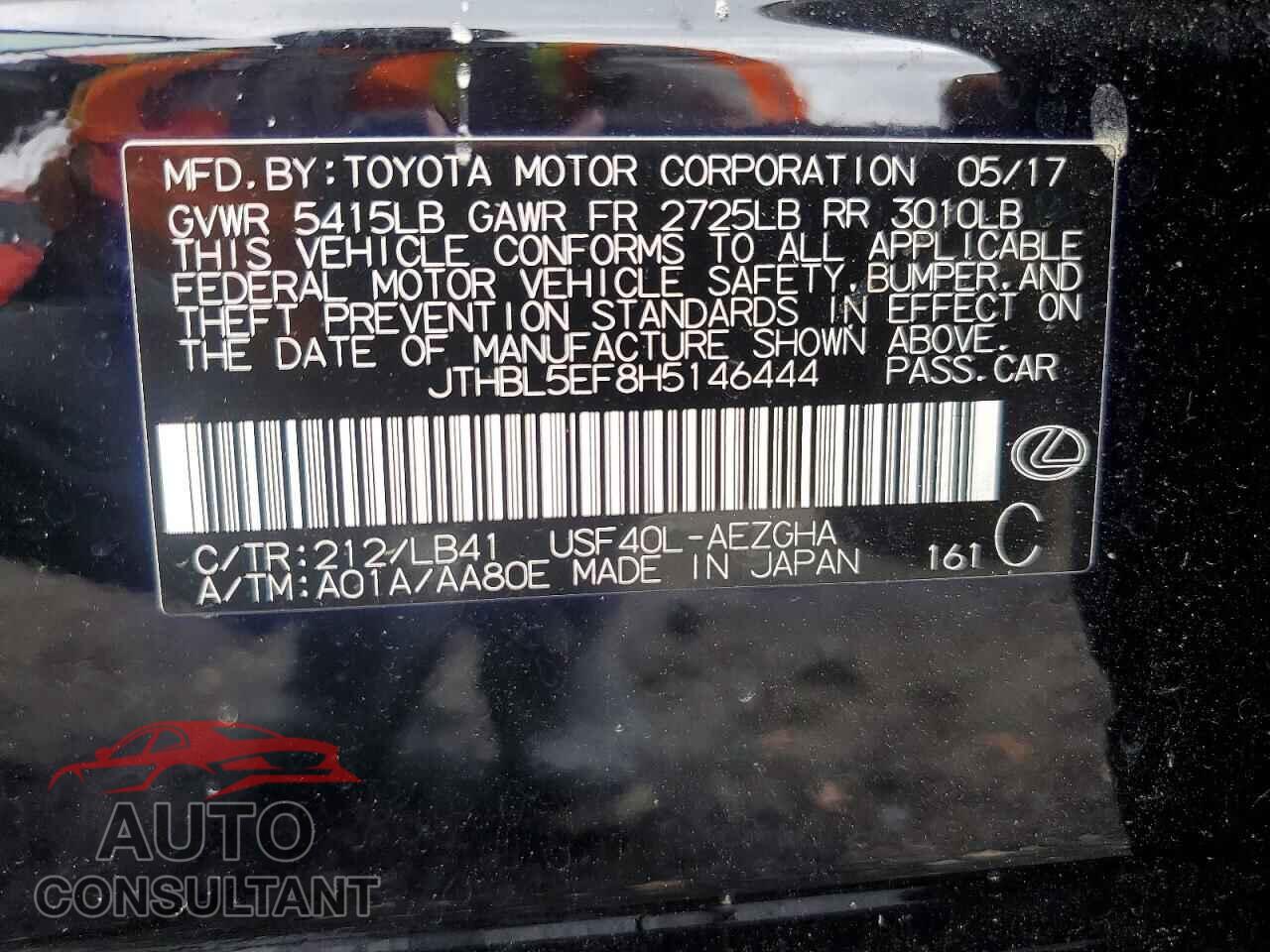 LEXUS LS500 2017 - JTHBL5EF8H5146444