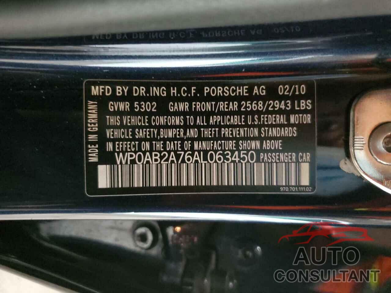 PORSCHE PANAMERA 2010 - WP0AB2A76AL063450