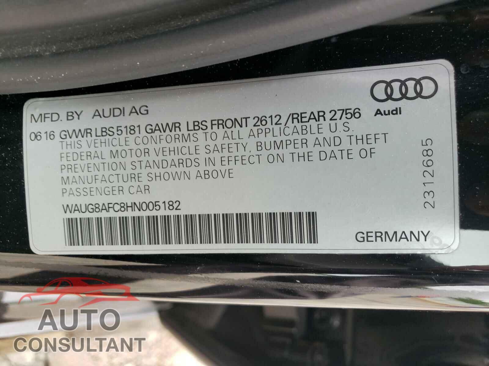 AUDI A6 2017 - WAUG8AFC8HN005182